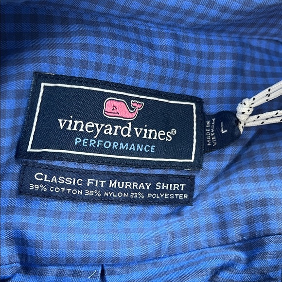 Vineyard Vines Murray Shirt Blue Checkered Long Sleeve Button Down Sz L - Picture 6 of 10